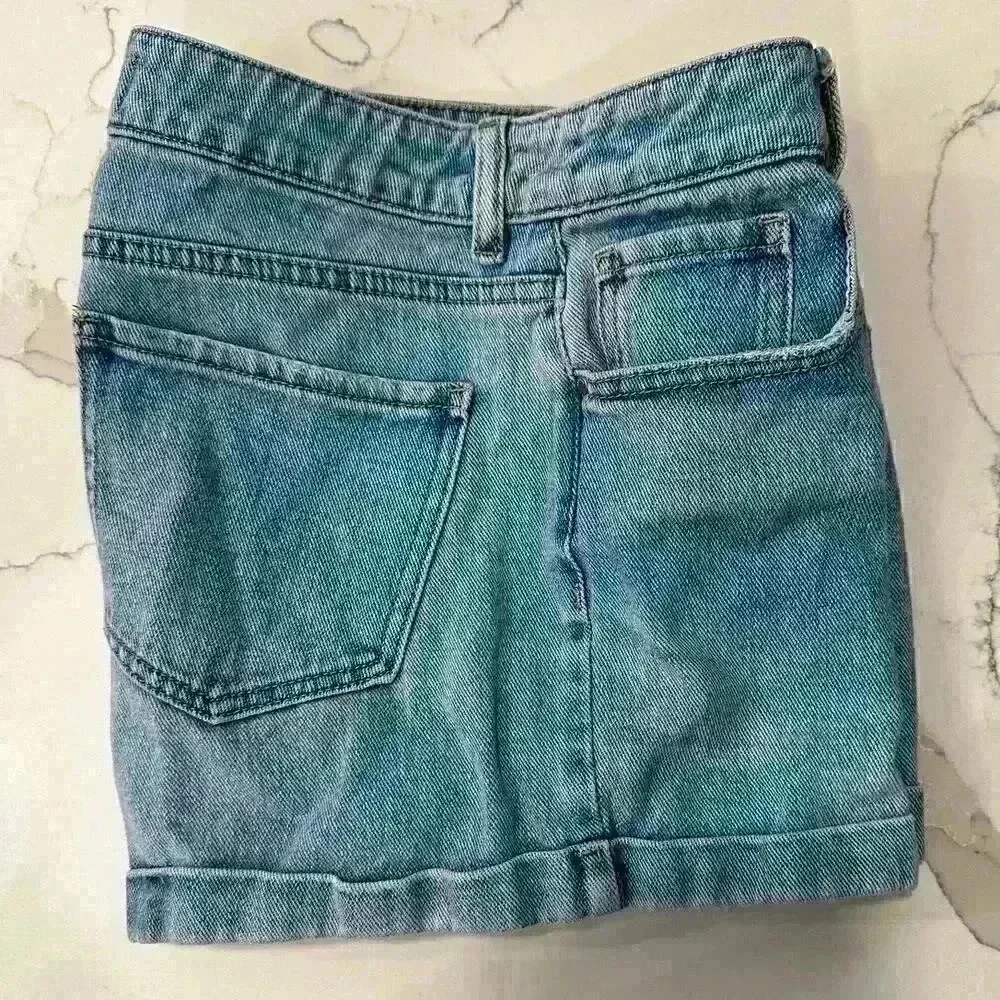 Pacsun Mom Shorts Cufted Blue Light Wash Denim Jean Shorts Size 26